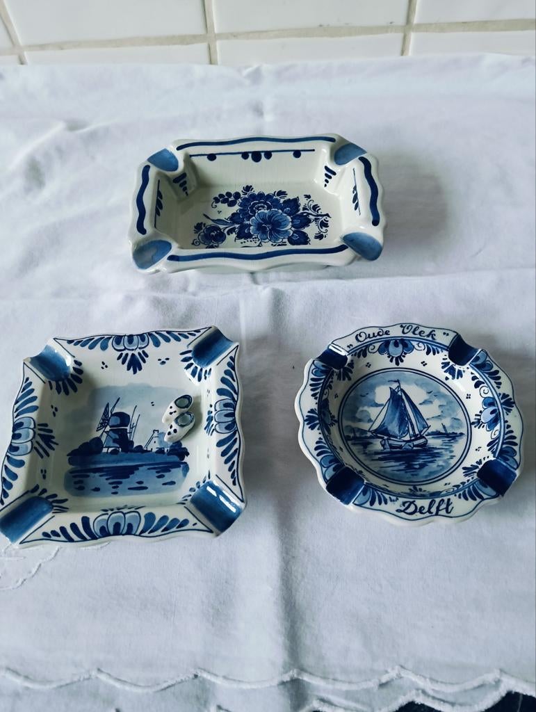 3 asbakken in Delfts blauw, Ophalen of Verzenden