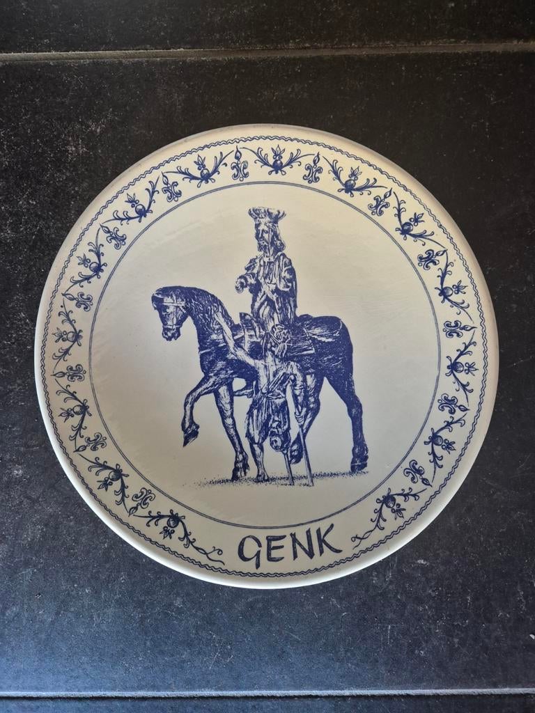 Bord Sint Martinus Genk Delfs Blauw sierbord, Ophalen of Verzenden