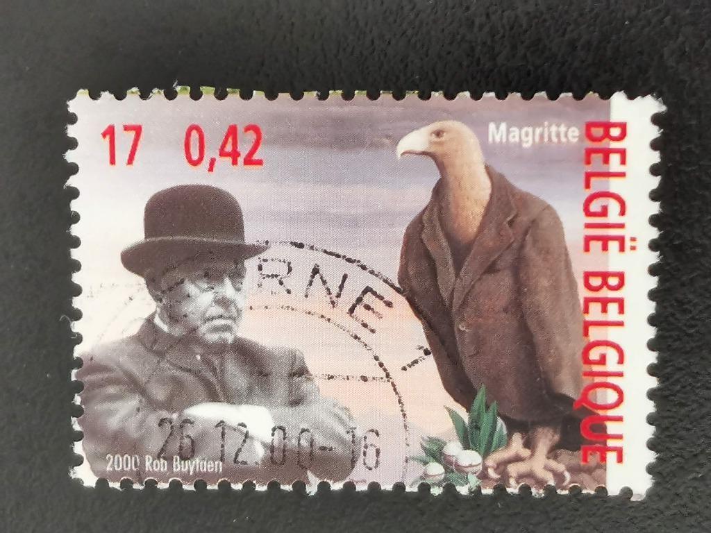 Belgique 2000 - René Magritte, oiseaux, Enlèvement ou Envoi, Affranchi