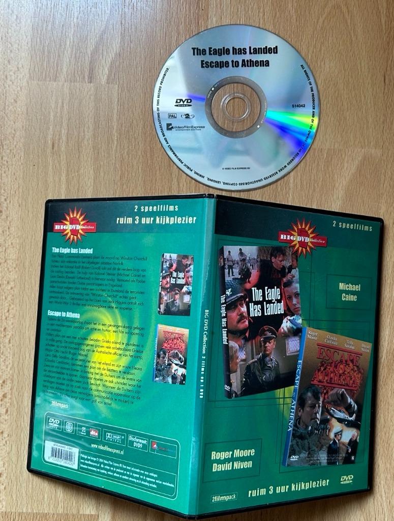 DVD 2 OORLOGSFILMS THE EAGLE HAS LANDED + ESCAPE TO ATHENA, Vanaf 12 jaar, Ophalen of Verzenden, Gebruikt, Oorlog