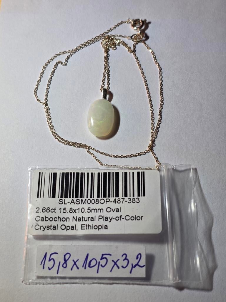 Pendentif avec grande opale naturelle d'Éthiopie, Neuf, Enlèvement ou Envoi, Avec pierre précieuse, Argent
