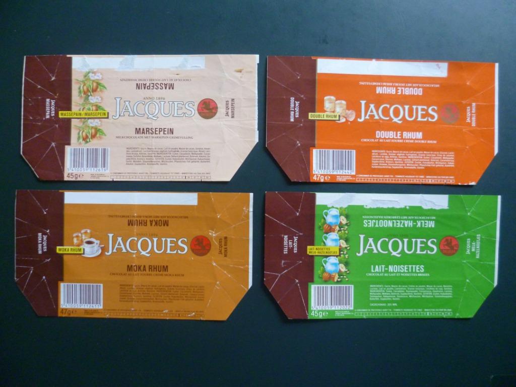 chocolade Jacques chocolat omslagen emballages jaren '80 x 4, Collections, Marques & Objets publicitaires, Enlèvement ou Envoi