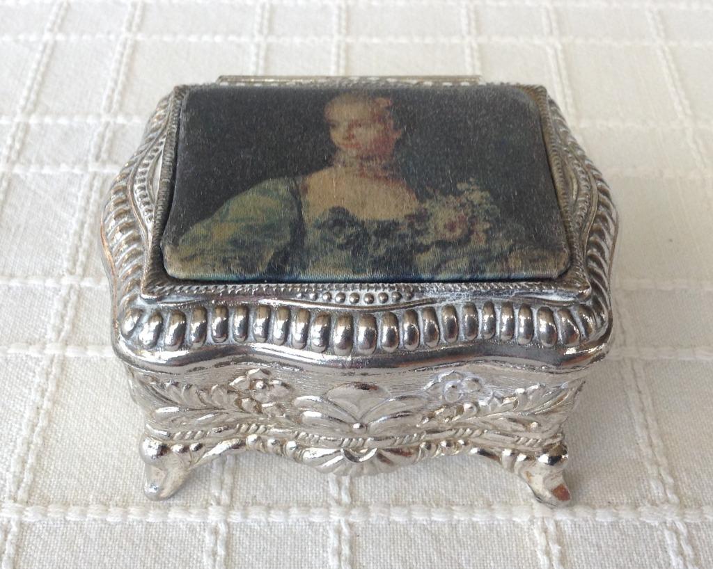 Vintage Frans sierlijk verzilverd sieradenkistje, Antiek en Kunst, Ophalen of Verzenden