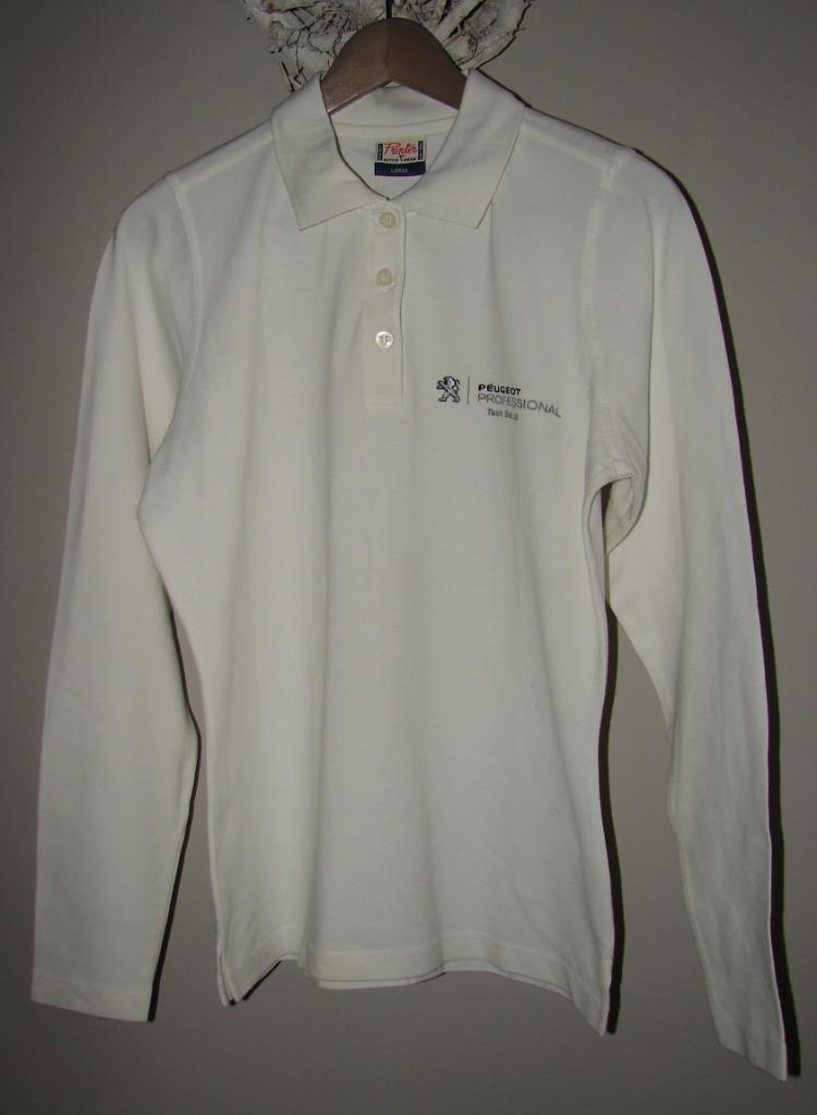 Polo blanc manches longues PEUGEOT, Ophalen of Verzenden, Nieuw, Maat 52/54 (L), Wit