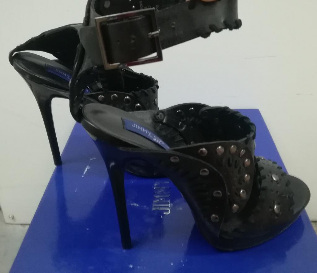 243A* Jimmy CHOO zwarte volledig leren sandalen (maat 39), Verzenden, Zwart, Zo goed als nieuw, JIMMY CHOO for H&M