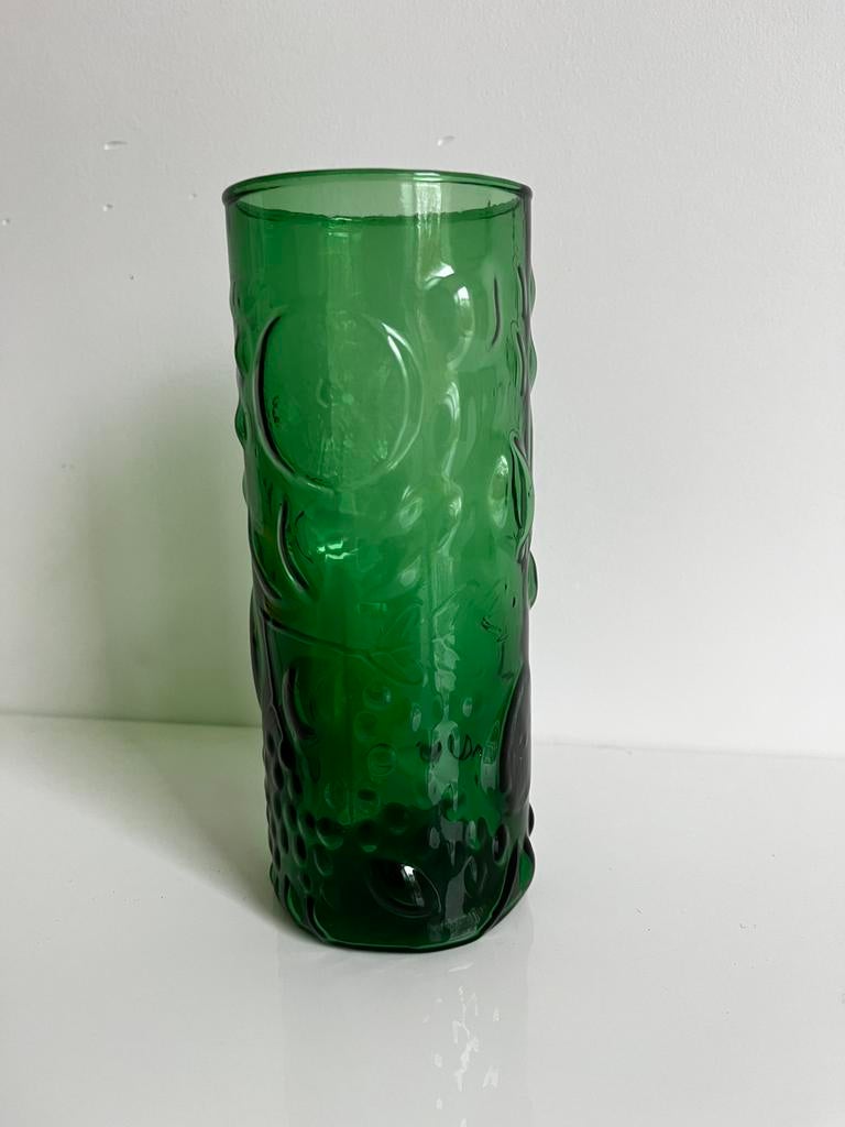 Vintage Empoli vaasje ‘70, Ophalen of Verzenden, Minder dan 50 cm, Groen, Glas