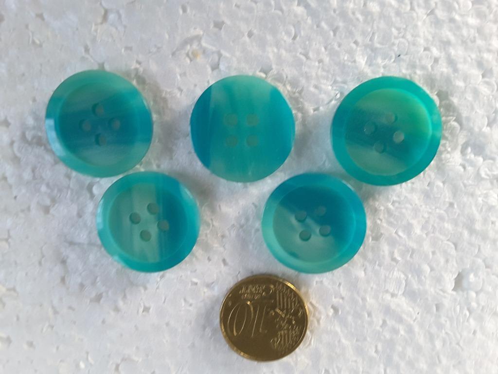 lot de 5 boutons 22 mm turquoise 4 trous B2254, Enlèvement ou Envoi, Neuf