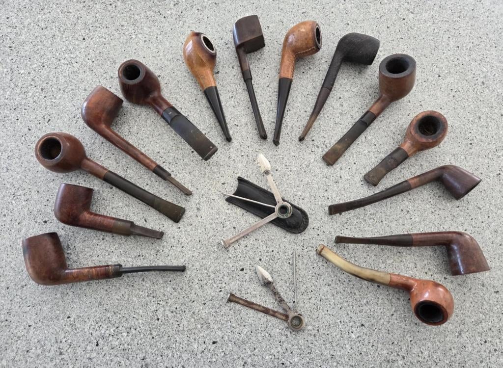 Lot de 14 anciennes pipes + accessoires, Enlèvement ou Envoi