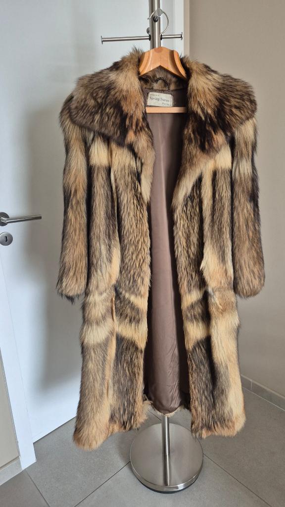 manteau de fourrure en loup (Russie orientale), Sprung Frères - Paris, Taille 38/40 (M), Beige, Comme neuf