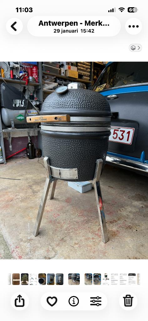 Tuinoven green egg, Jardin & Terrasse, Barbecues au charbon de bois, Enlèvement, Utilisé, Nice cooker, Avec accessoires