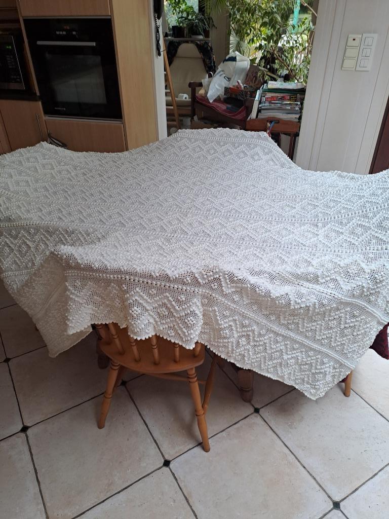 katoenen sprei - gehaakt - handwerk, Overige maten, Wit, Overige typen, Ophalen of Verzenden