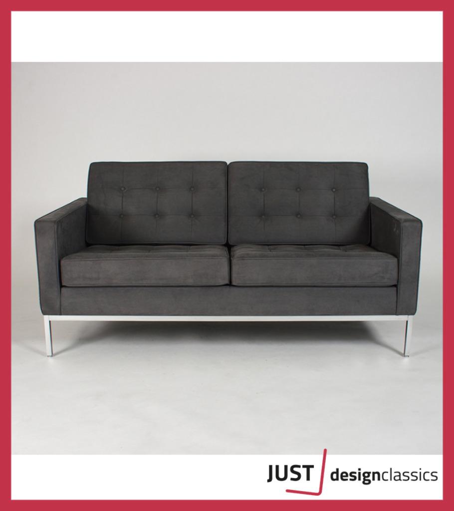 Florence Knoll 2-Zits Sofa Grijs Alcantara, Huis en Inrichting, Zetels | Zetels, Ophalen, Zo goed als nieuw, Tweepersoons, Rechte bank