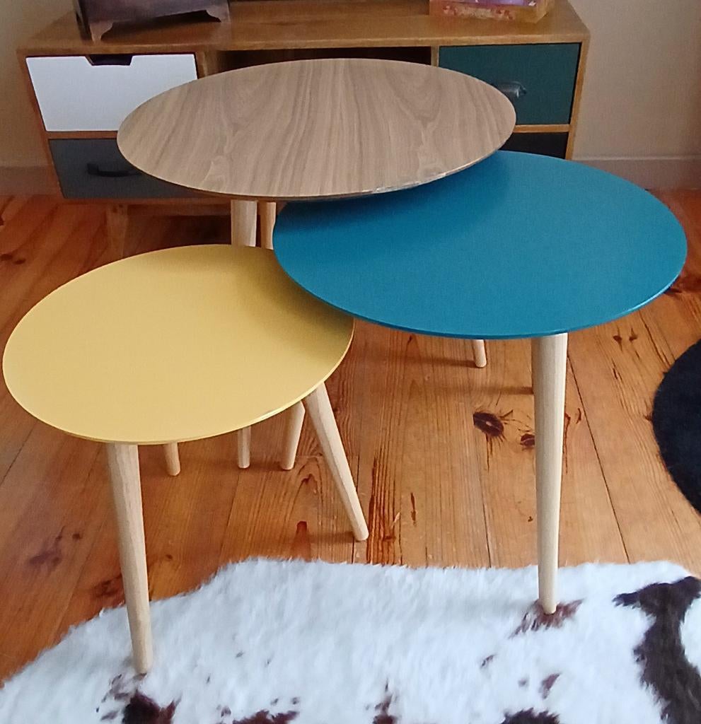 Table de salon gigognes, Maison & Meubles, Tables | Tables d'appoint, Enlèvement, Utilisé, Rond, Scandinave