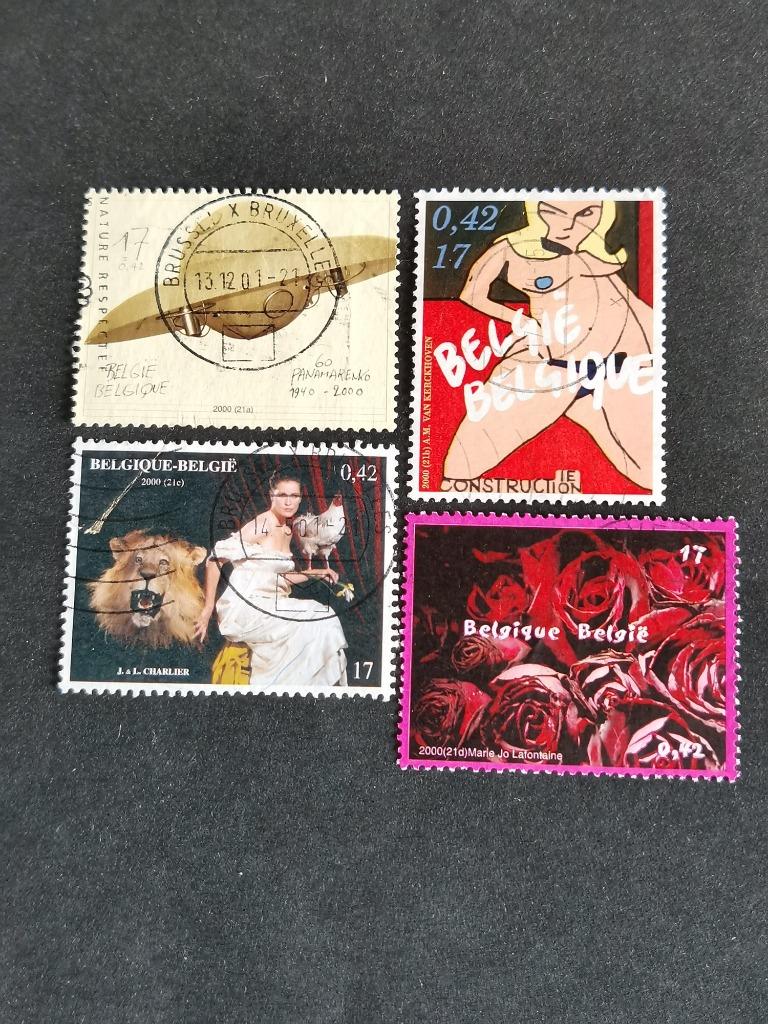 Belgique 2000 - Artistes belges - fleurs, lion, poulet, nue, Enlèvement ou Envoi, Affranchi