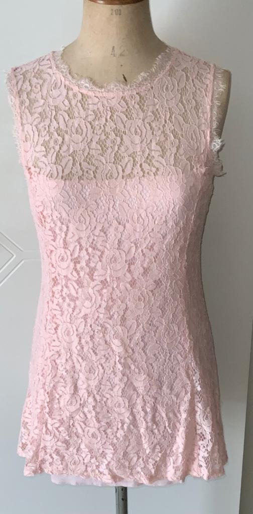 Roze kanten jurkje kort maat Smal, Verzenden, Maat 34 (XS) of kleiner, Roze