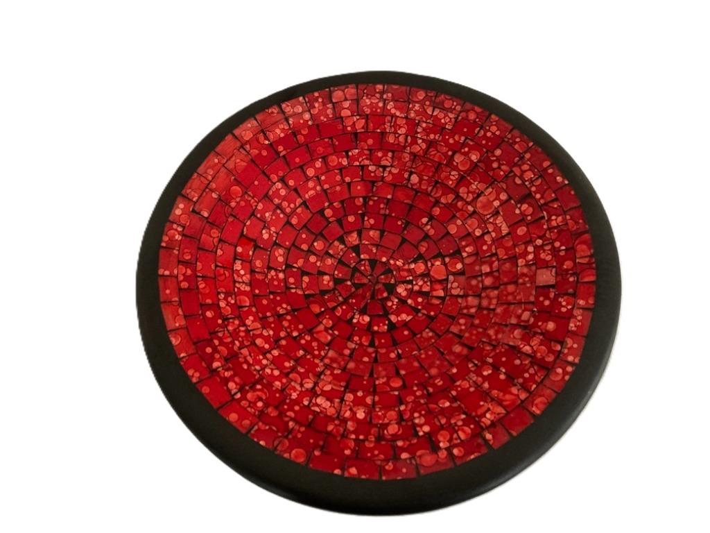 MOZAÏEK SCHAAL ROOD ROND 38 cm NIEUW, Schaal, Rond, Nieuw, Ophalen of Verzenden