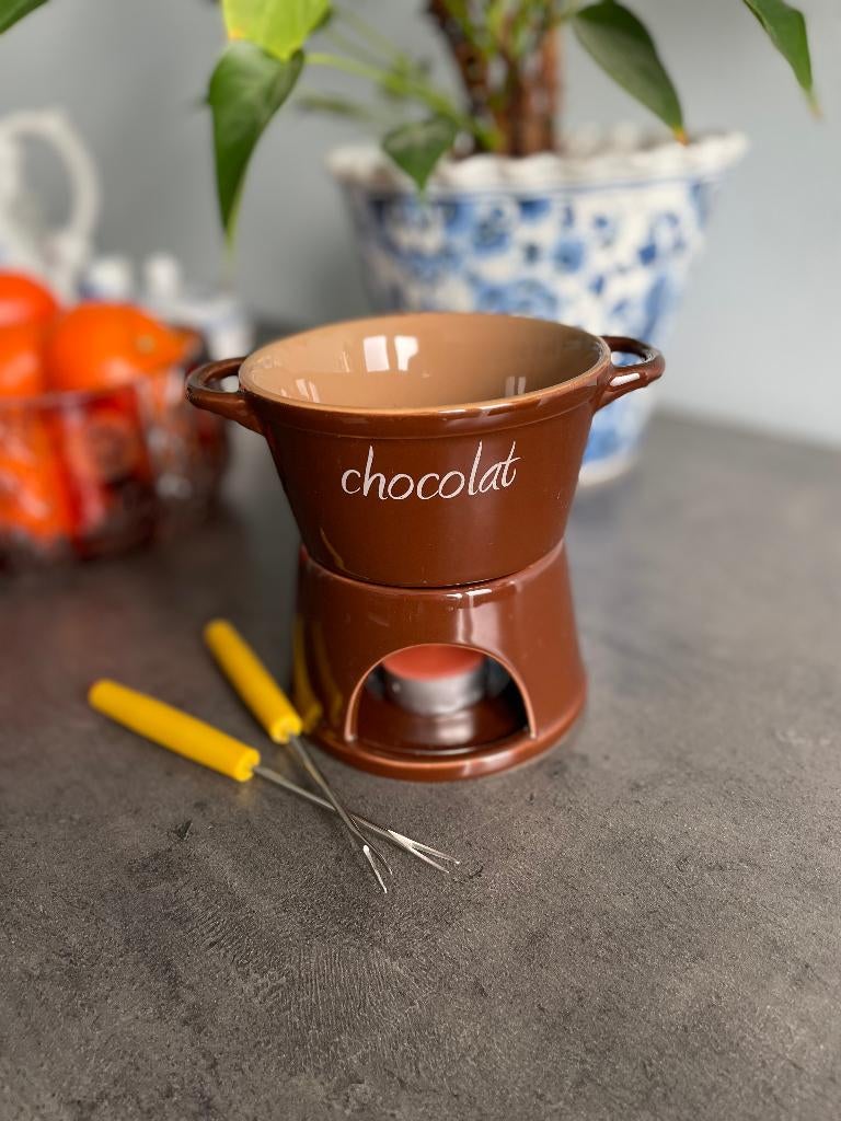 Keramische mini-chocoladefondueset, Antiek en Kunst, Ophalen
