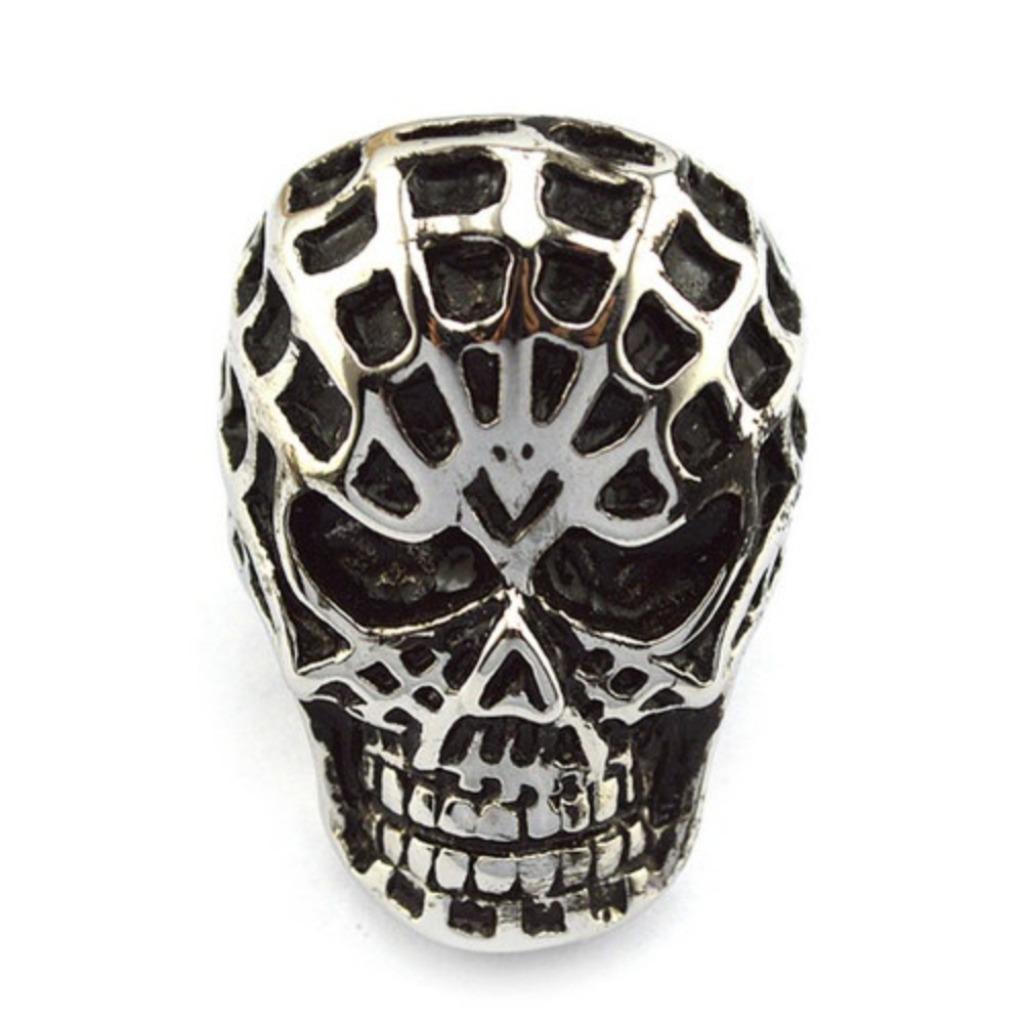 Bague biker tête de mort toile d'araignée en acier inoxydabl, Bijoux, Sacs & Beauté, Bagues, Neuf, Femme ou Homme, Fer ou Acier