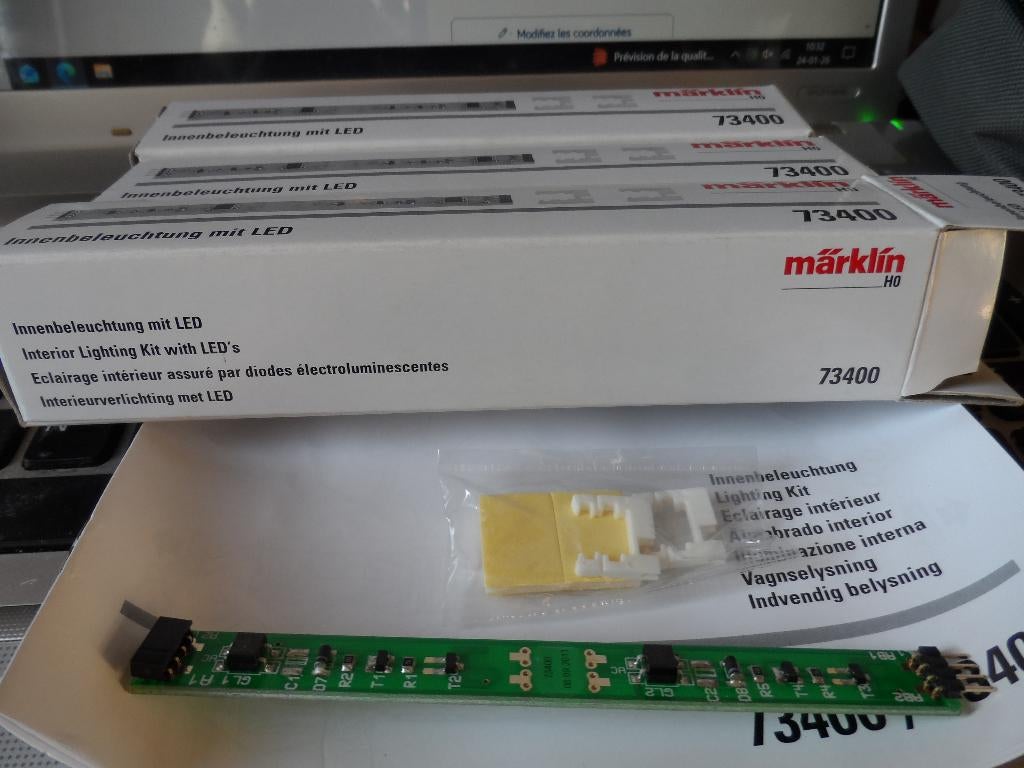 Marklin 73400 3 x éclairages intérieurs LED entièrement neuf, Neuf, Analogique, Enlèvement ou Envoi, Set de Trains
