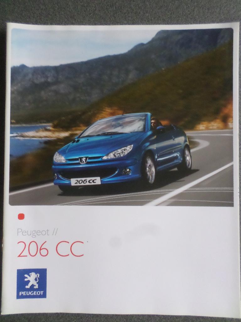 Peugeot 206 CC & Roxy & Quicksilver & Roland Garros Brochure, Ophalen of Verzenden, Peugeot