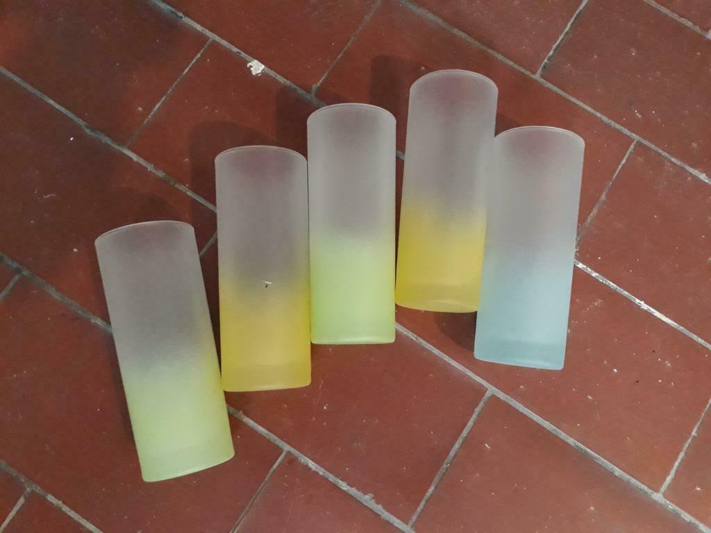 5 mat gekleurde longdrinkglazen, Enlèvement ou Envoi, Comme neuf