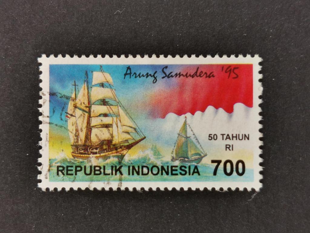 Indonesie 1995 - zeilschip - Tall Ships Race, Ophalen of Verzenden, Gestempeld