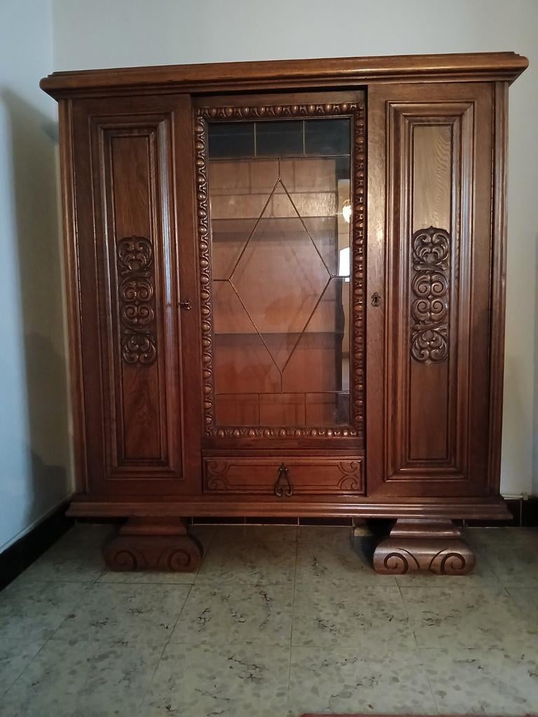 Eiken Vitrine Kast, Antiek en Kunst, Ophalen