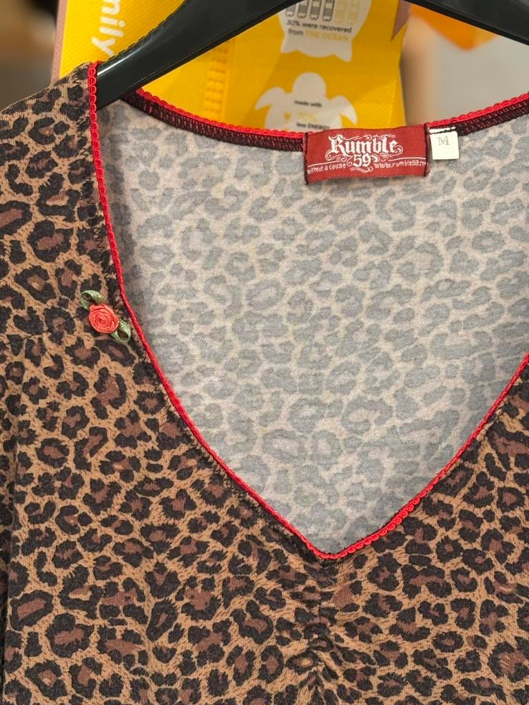 Mooi leopard shirt van Rumble 59 (M)., Rumble 59, Bruin, Zo goed als nieuw, Korte mouw