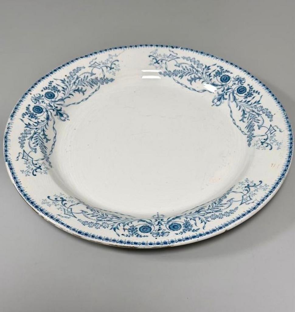 Prachtig Vintage Boch Frères Rubis Bord 33 cm Blauwwit Decor, Ophalen of Verzenden