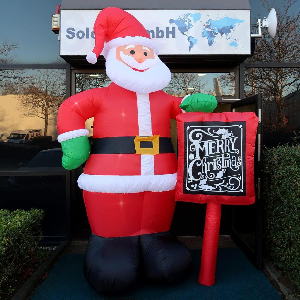 Opblaasbare Kerstman Met Bord & Ledverlichting & Blazer 3.5m, Verzenden, Nieuw