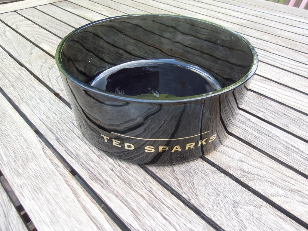 Ted Sparks  zwart glas Ø 20cm H8cm geurkaarsen, Ophalen of Verzenden, Gebruikt