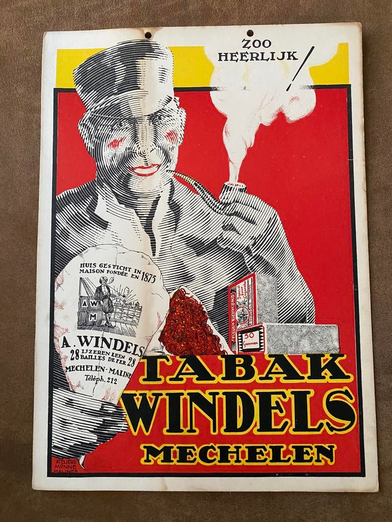 Oud origineel reclame karton Windels Mechelen, Ophalen of Verzenden, Zo goed als nieuw