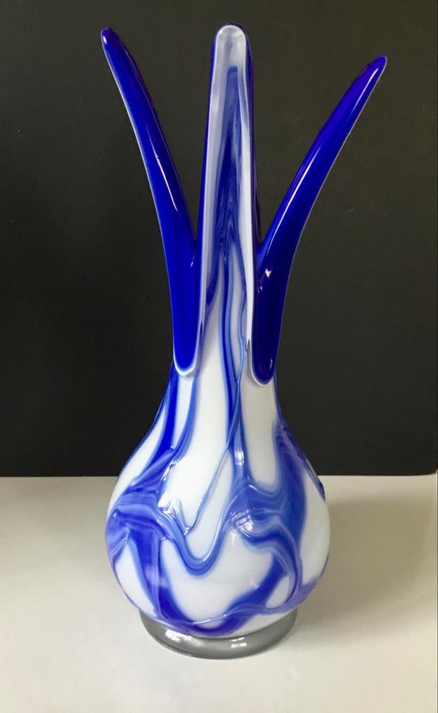 Magnifique vase Darrius Zarrin Bleu-blanc 40 cm, Enlèvement