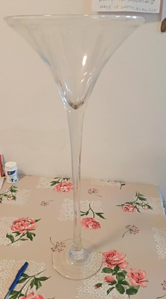 grand vase martini en verre transparent., Enlèvement