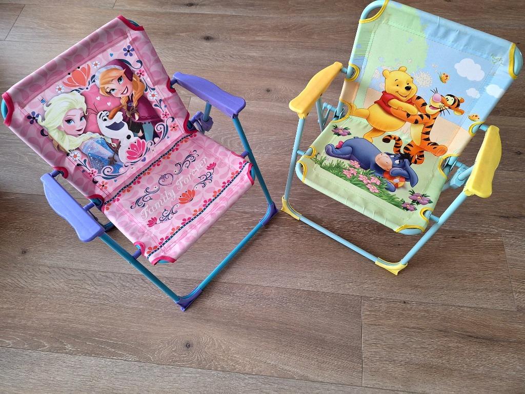 Kinderstoeltjes 2 stuks plooibaar met disneyfiguren, Caravans en Kamperen, Ophalen, Zo goed als nieuw, Overige