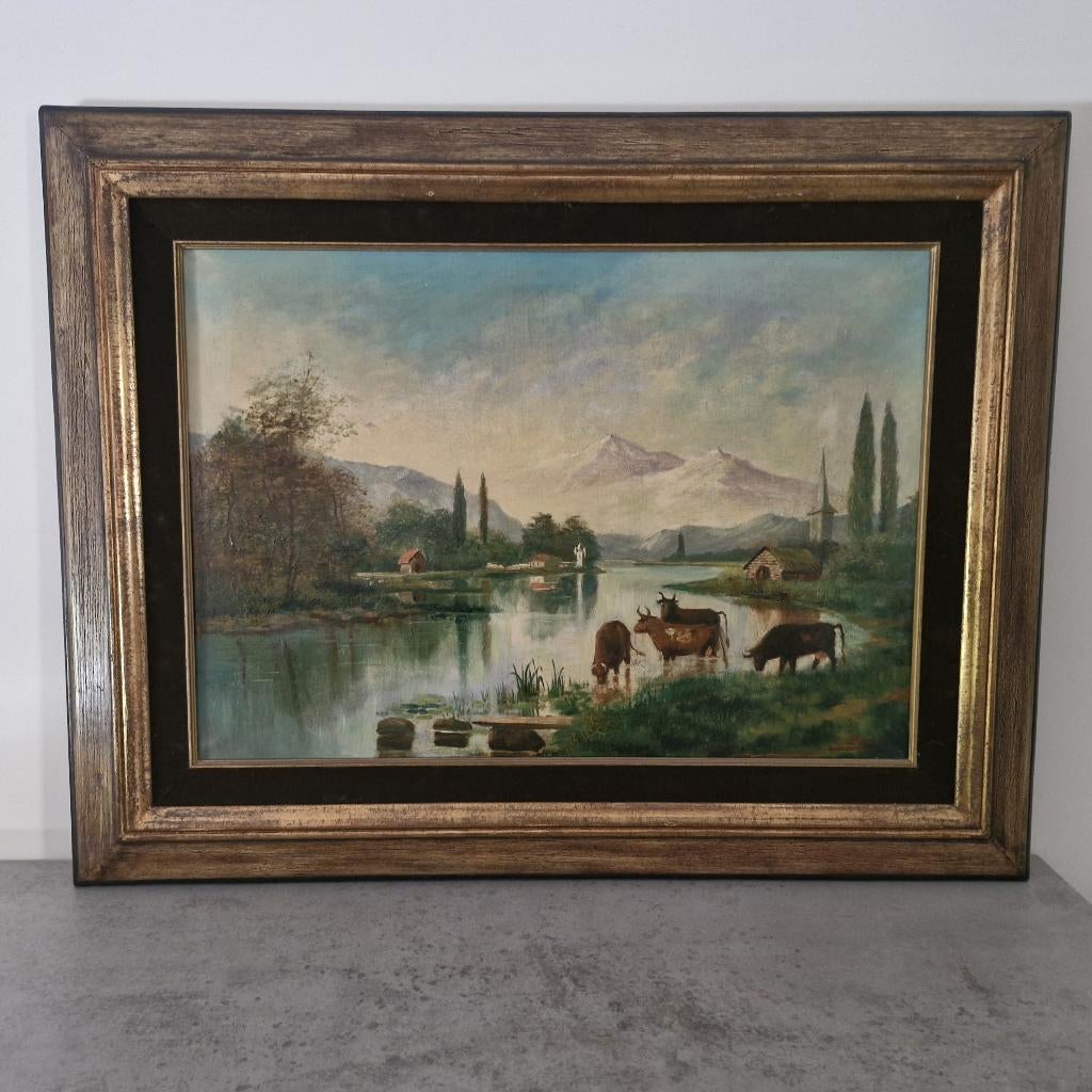 Schilderij op doek (landelijk tafereel), Ophalen