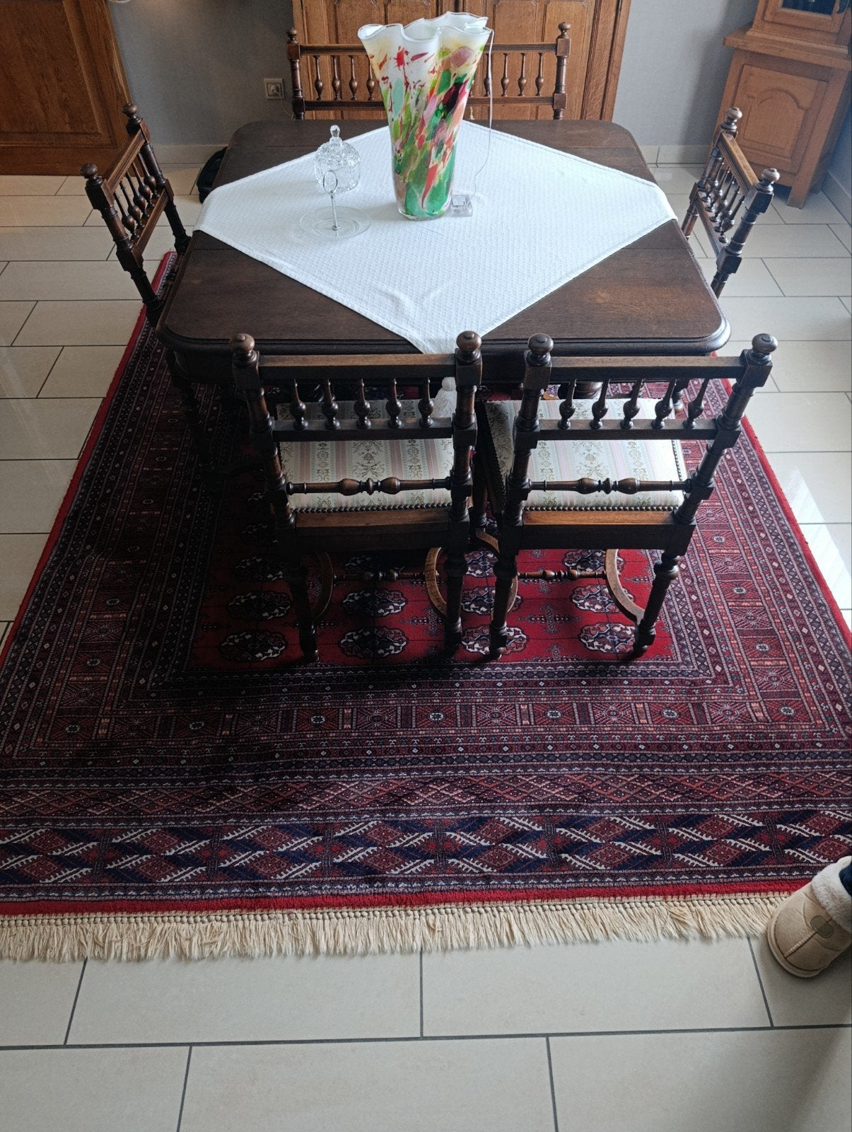 Antieke tafel en 6 stoelen, Ophalen