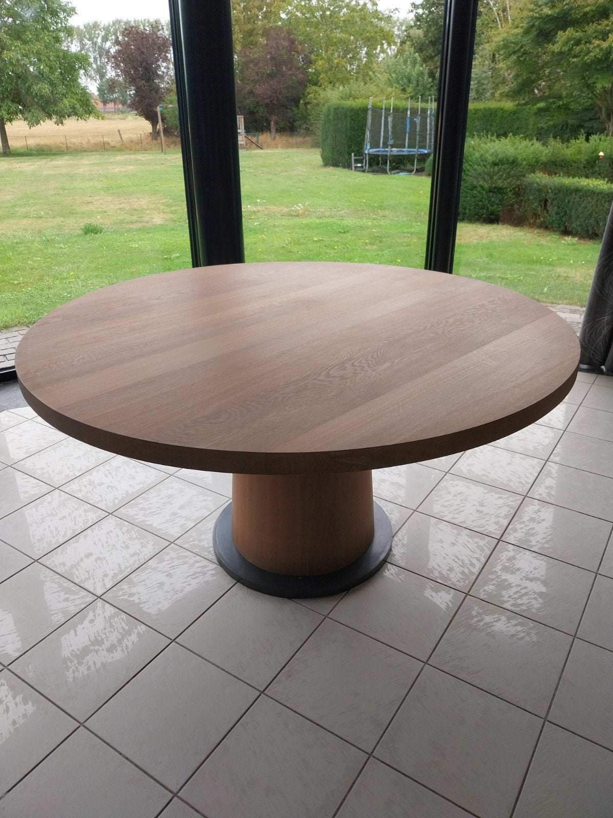 Ronde keukentafel, Ophalen, 100 tot 150 cm, Zo goed als nieuw, Eikenhout