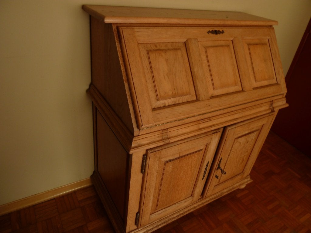 Volledig eiken bureau, Ophalen, Hout, Gebruikt, Beige