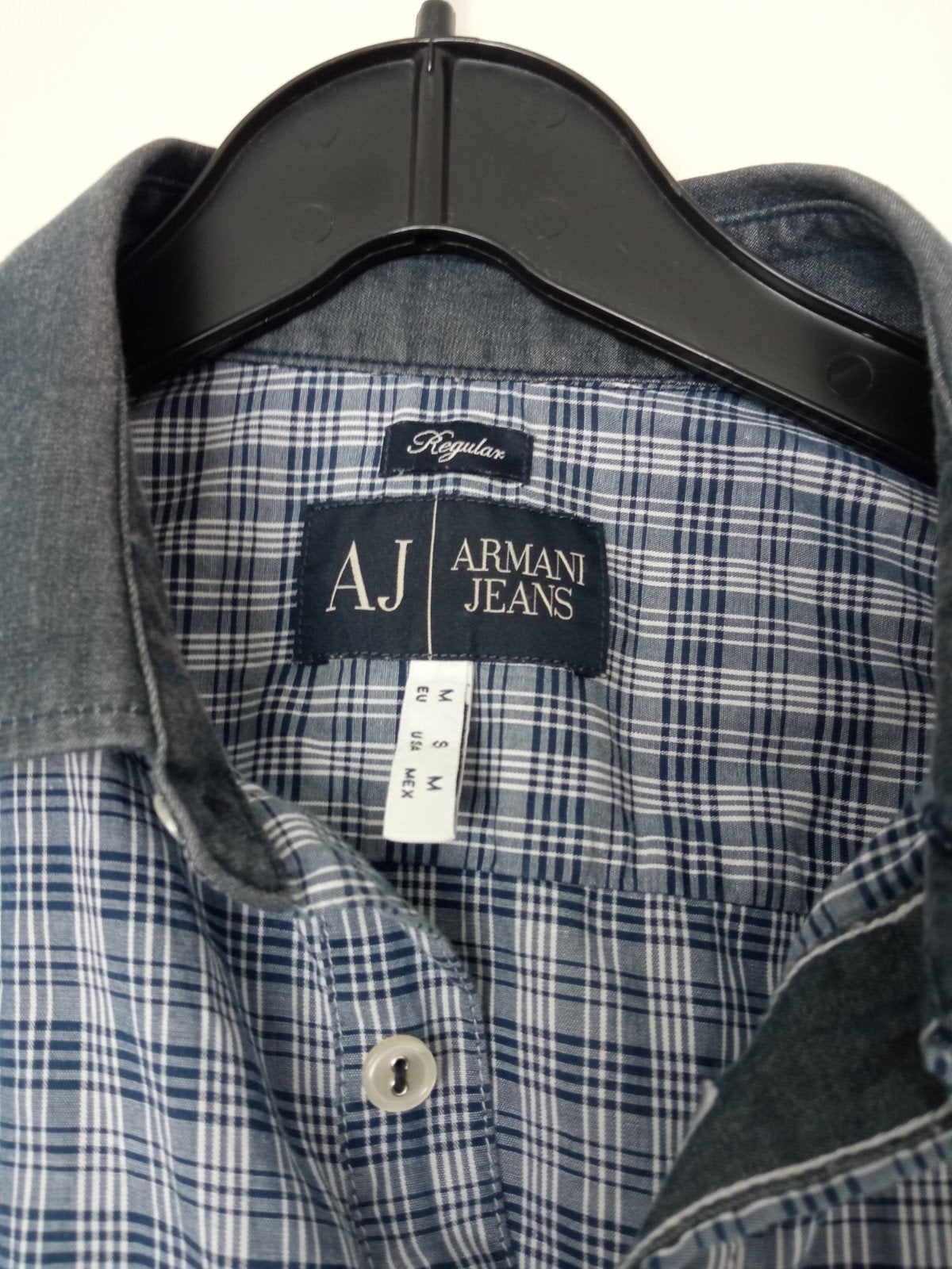 Armani Jeans overhemd regular Mt M geruit korte mouw nieuw, Armani Jeans, Blauw, Nieuw, Halswijdte 39/40 (M)