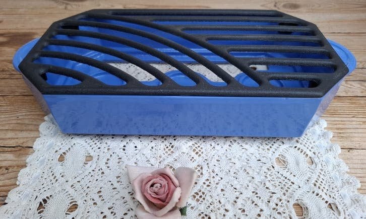 Vintage blauwe gietijzeren rechaud STAUB, 25 à 50 cm, -, Moins de 100 cm, Utilisé
