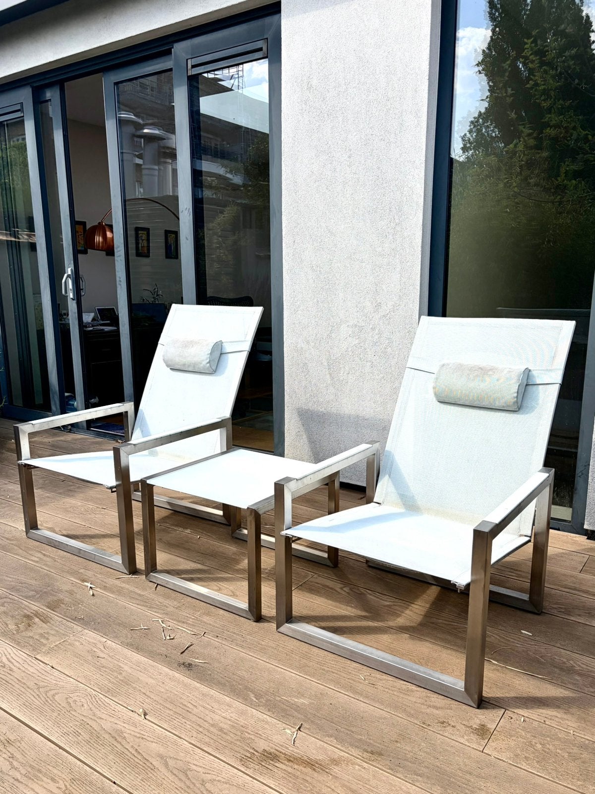 2 chaises Royal Botania Ninix Relax avec table, Jardin & Terrasse, Chaises de jardin, Comme neuf, Autres matériaux, Ajustable