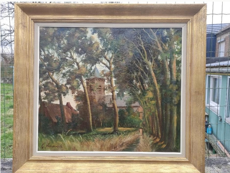 Huile sur toile signe Gaston noelanders, Antiquités & Art, Art | Peinture | Classique, Enlèvement, Toile
