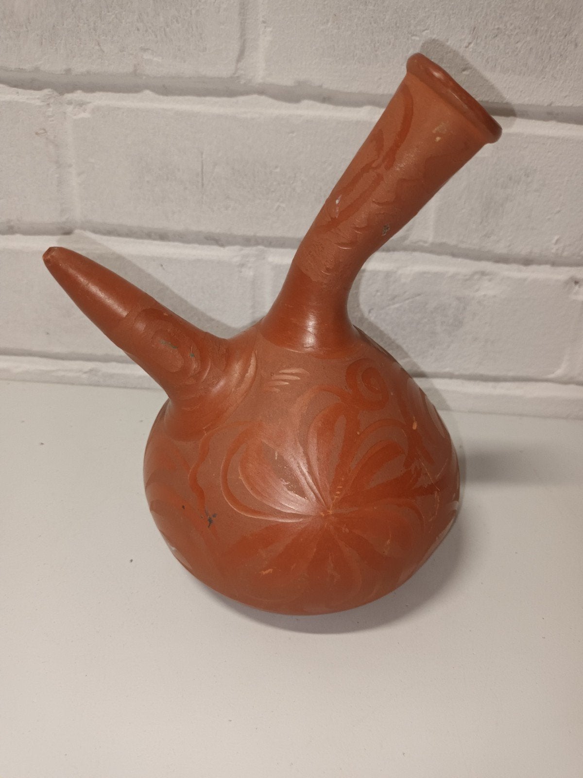 Spaanse Terracotta Botijo / Porrón (19 cm) – Vintage Aardewe, Enlèvement ou Envoi