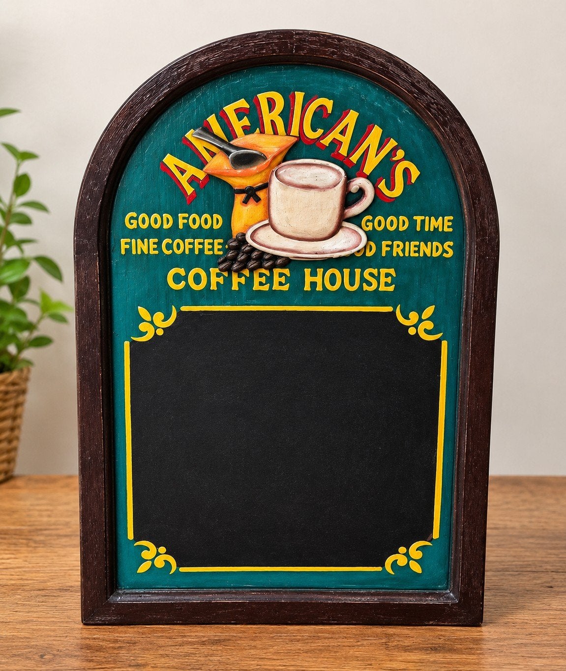 Vintage 3D-Reliëf wandpaneel – "American’s Coffee House", Enlèvement, Utilisé, Vintage