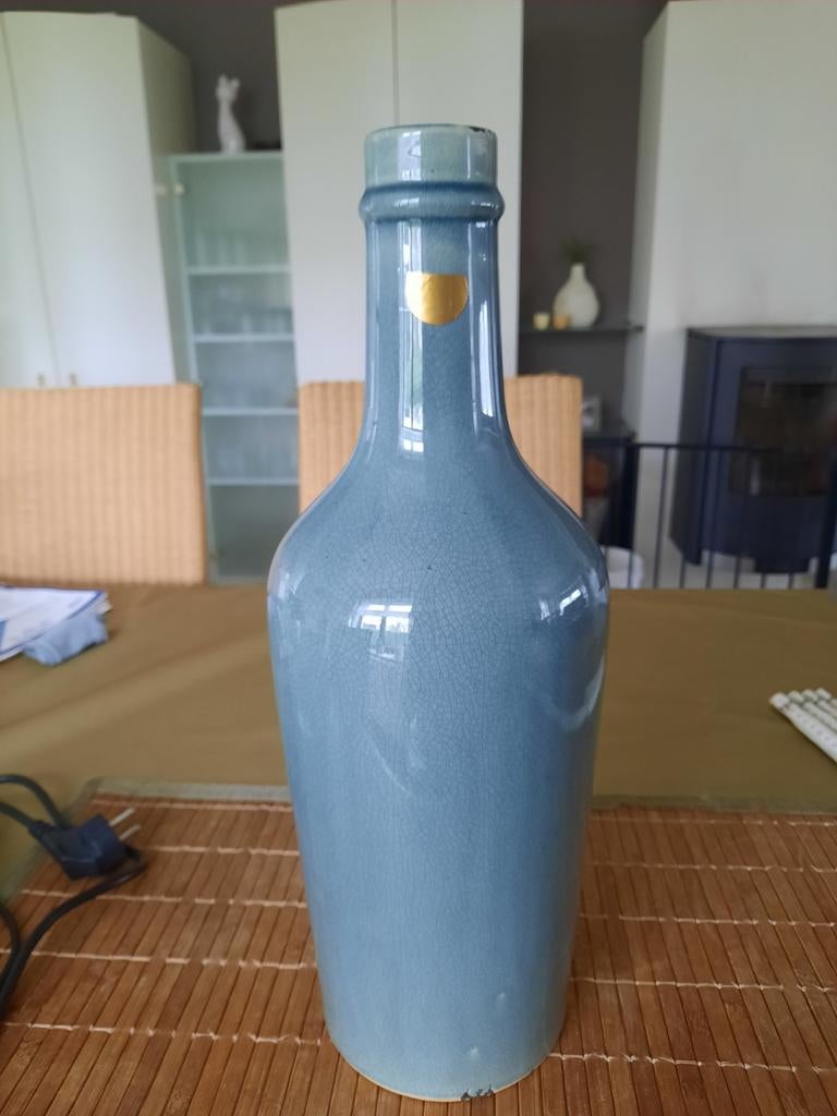 Terracotta vaas craquelé, Ophalen, Blauw