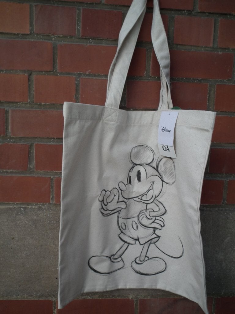 Draagtas van 100% katoen (Mickey Mouse) nieuw, Verzenden, Nieuw, Beige, Overige typen