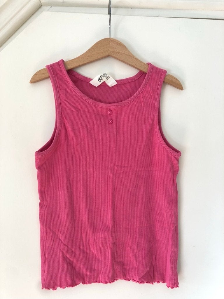 Roze mouwloze H&M top, maat 122/128, H&M, Overige typen, Gebruikt, Verzenden