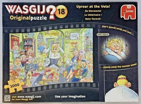 Jumbo Wasgij Original 18 De Dierenarts 1000 stukjes puzzel, Hobby en Vrije tijd, Verzenden, 500 t/m 1500 stukjes, Zo goed als nieuw