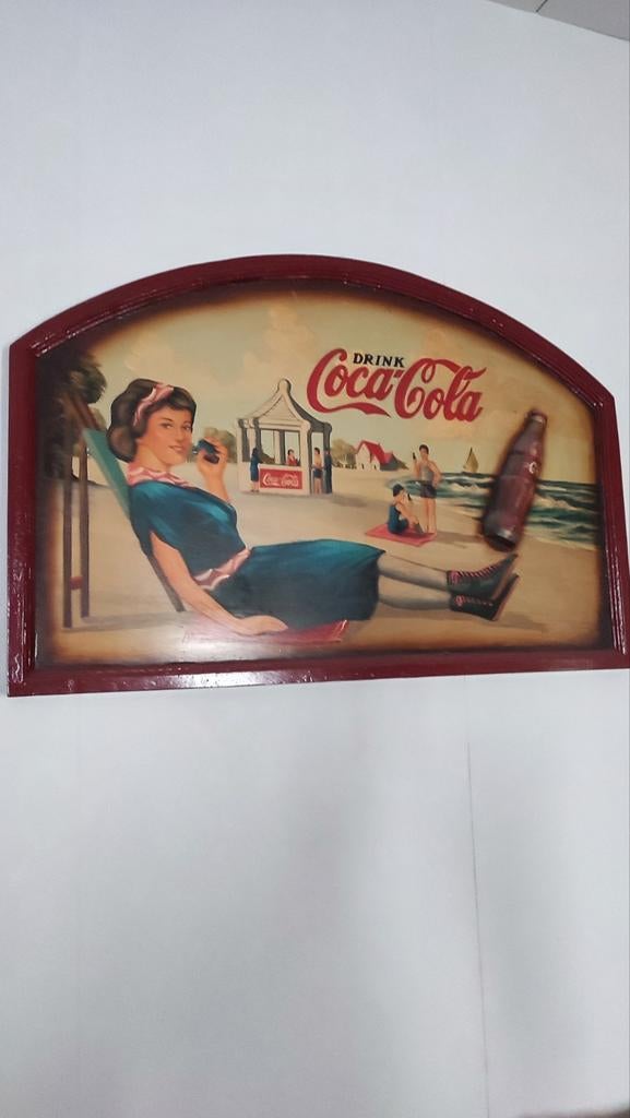 Houten reclame paneel Coca Cola, Verzamelen, Ophalen